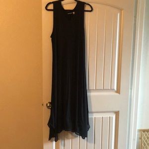 Logo tank dress with sheer hem, XL with pockets.